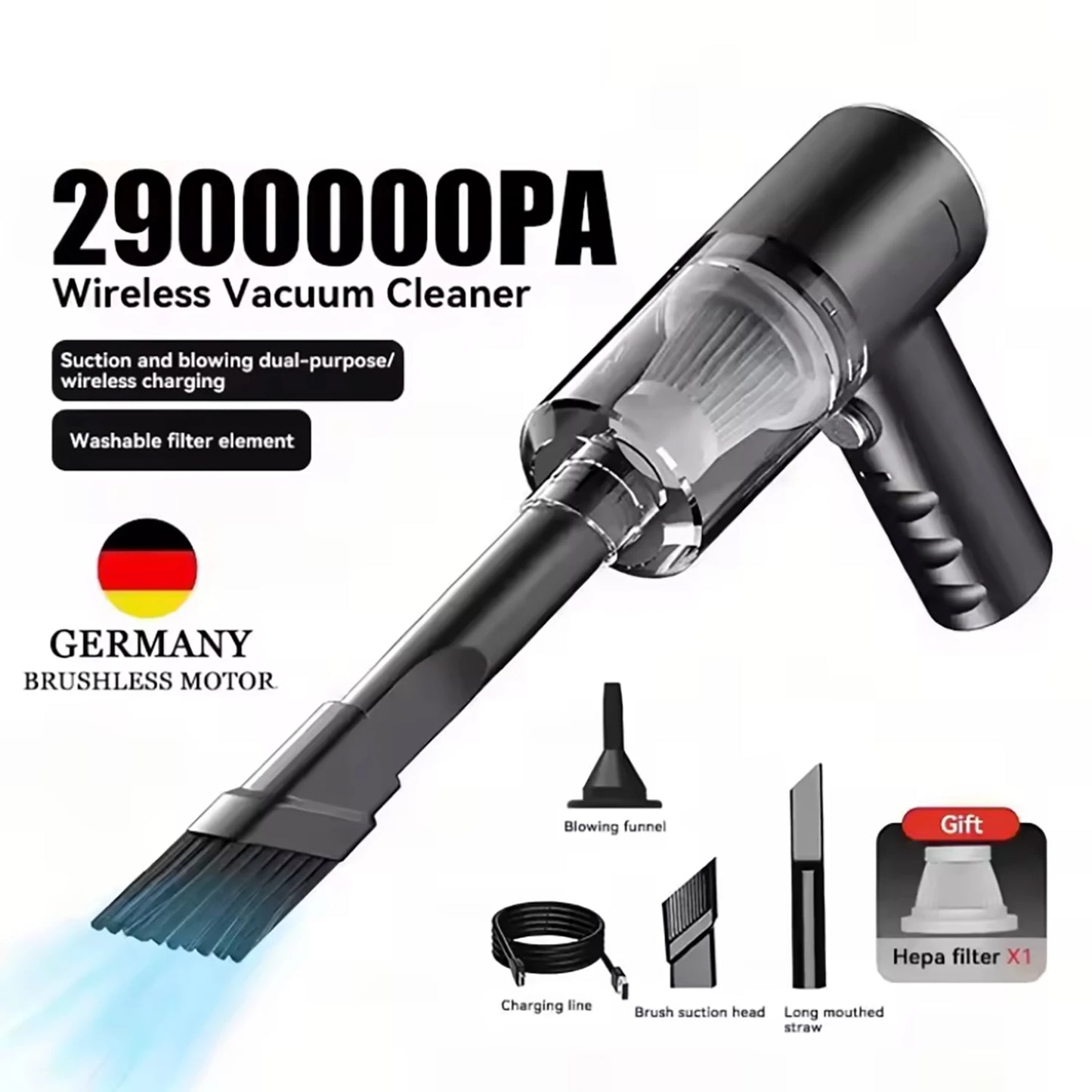 New Wireless 690000Pa Car Vacuum Portabale Cleaner Cordless Handheld Vacuum High-power Vacuum Cleaner For Home Office Car New